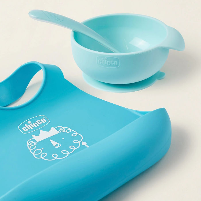Bib Silicon Feeding Set - Blue 1-331