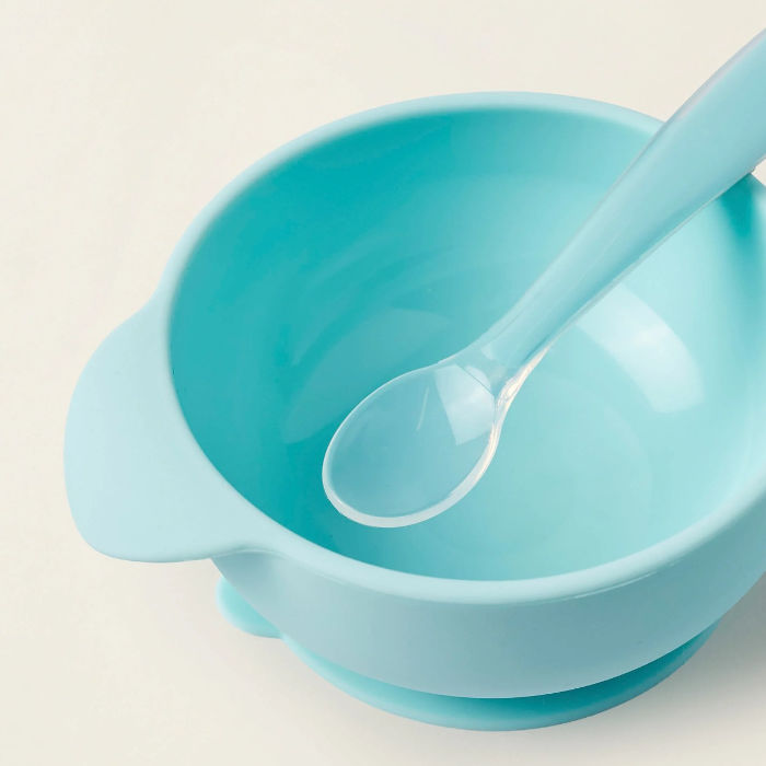 Bib Silicon Feeding Set - Blue 1-331