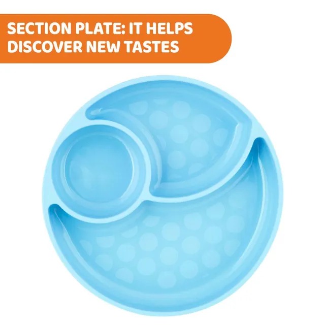 Silicone Divided plate Blue 12M+ 1-375