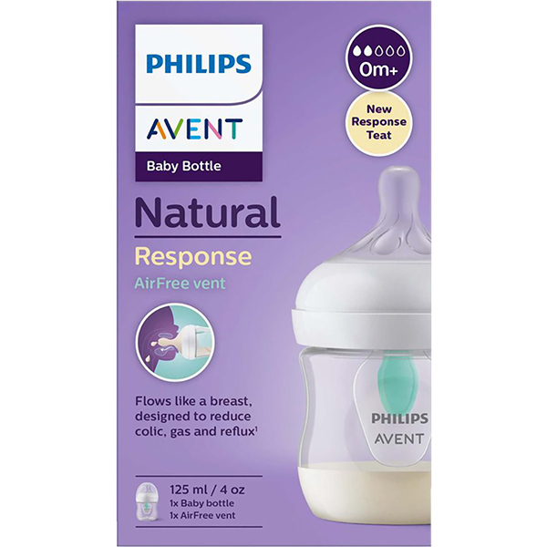 Natural 125ml White Anti-Colic Feeding Bottle (New Shape)