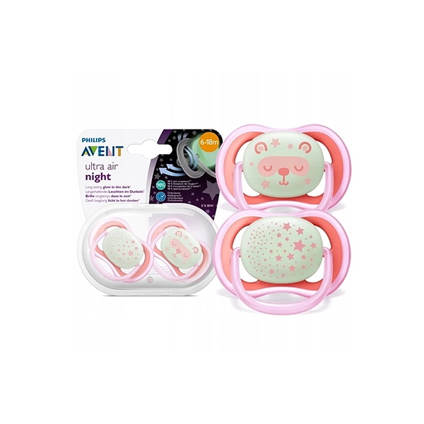 Soother 6-18m Star/Bear Design, Pink