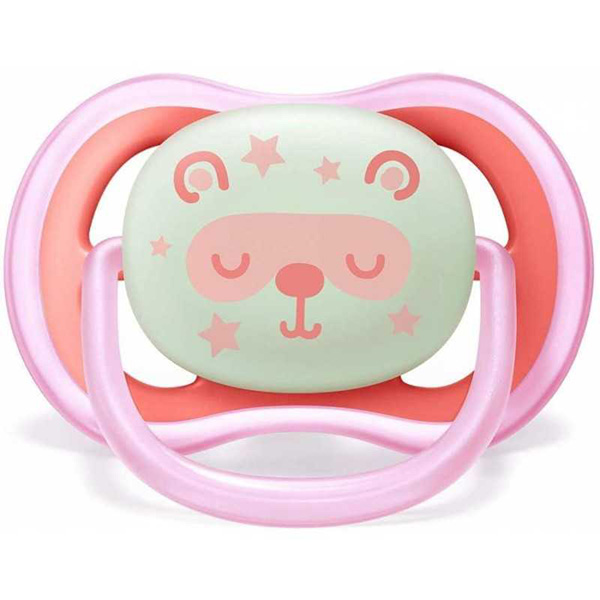 Soother 6-18m Star/Bear Design, Pink