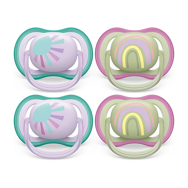 Soother 0-6m yellow , pink