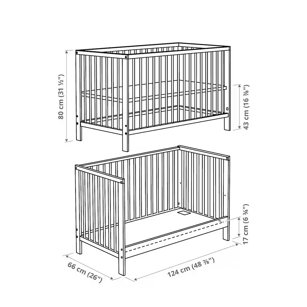 Ikea Wooden Bed (F60B) Mat(120*60)