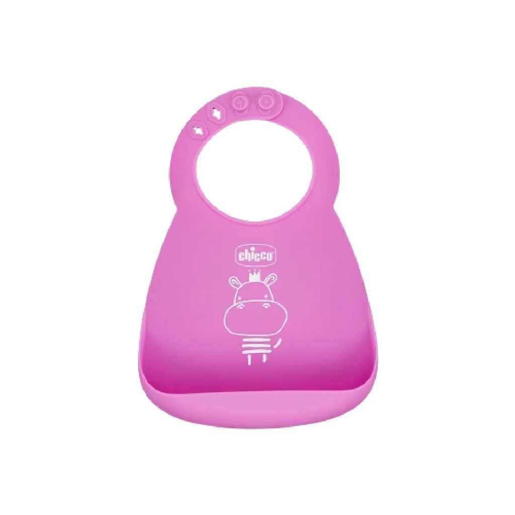 Chicco - Silicon bib 6+ PINK 1-335 