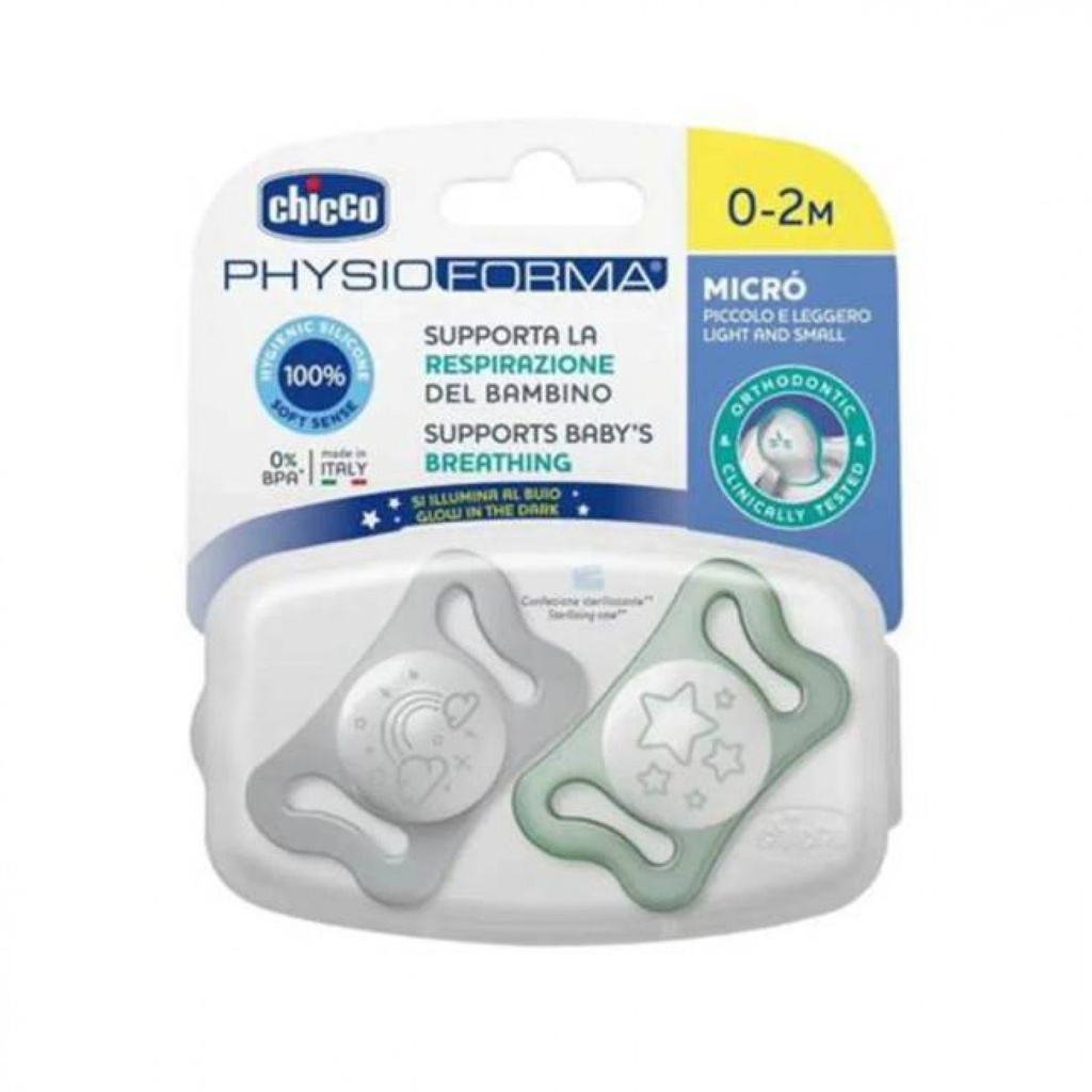 Chicco - Soother Ph Micro Glow Sil(0-2M) 2Pcs 1-39