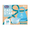 Chicco - Bib Silicon Feeding Set - Blue 1-331