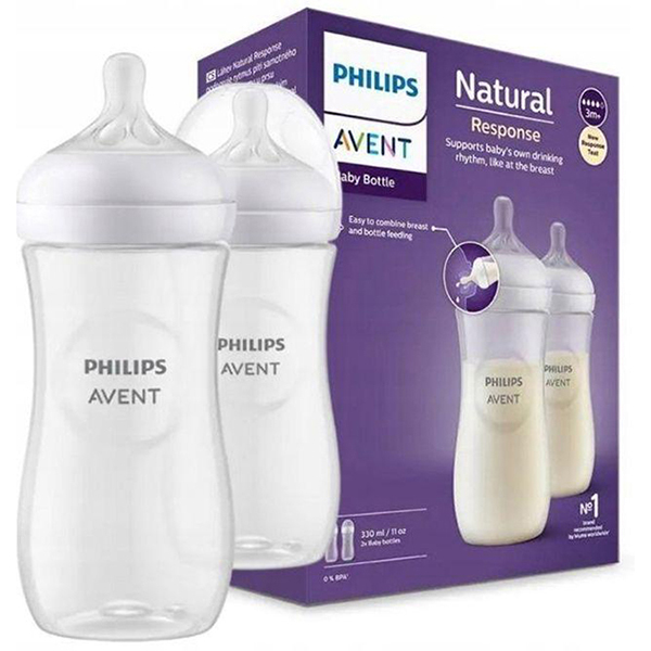 Philips Avent - Natural Double Feeding Bottle 330ml (New Shape)