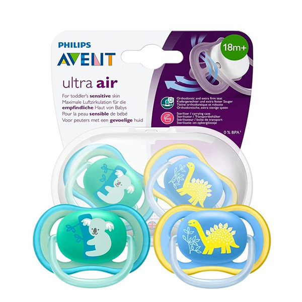 Philips Avent - Soother +18m Dinosaur/Koala Design, Blue/Turquoise