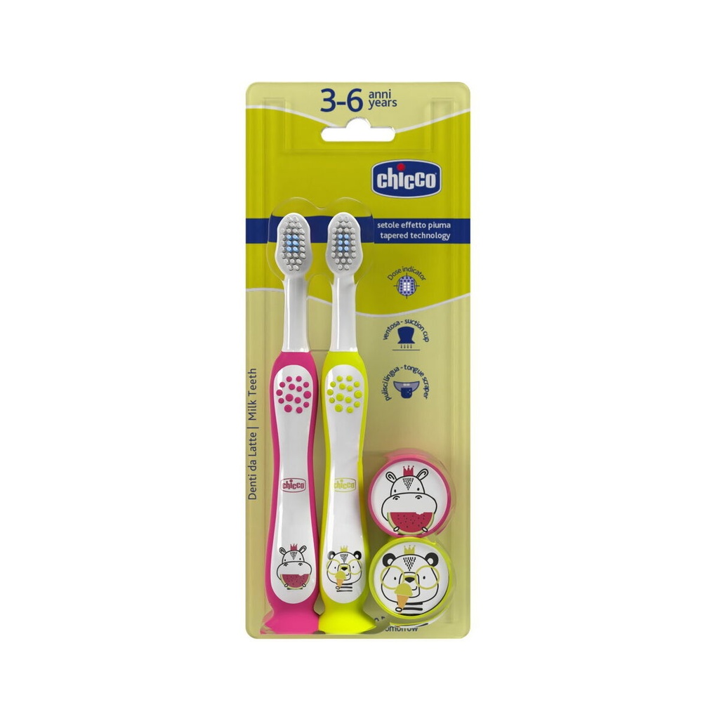 Chicco - COMBO TOOTHBRUSHES HIPPO-PANDA 3-6Y 1-294