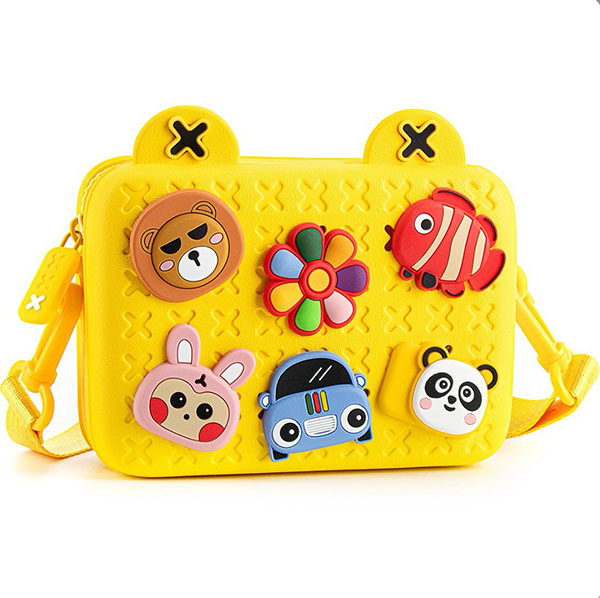 RUBBER BAG HAND SMALL Rectangle (YELLOW&PINK) 32223